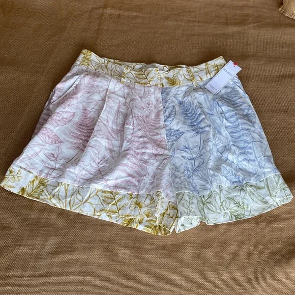 NEW Aura Linen Blend Botanical Print Long Sleeve Shirt and Matching Shorts - Picture 12 of 15